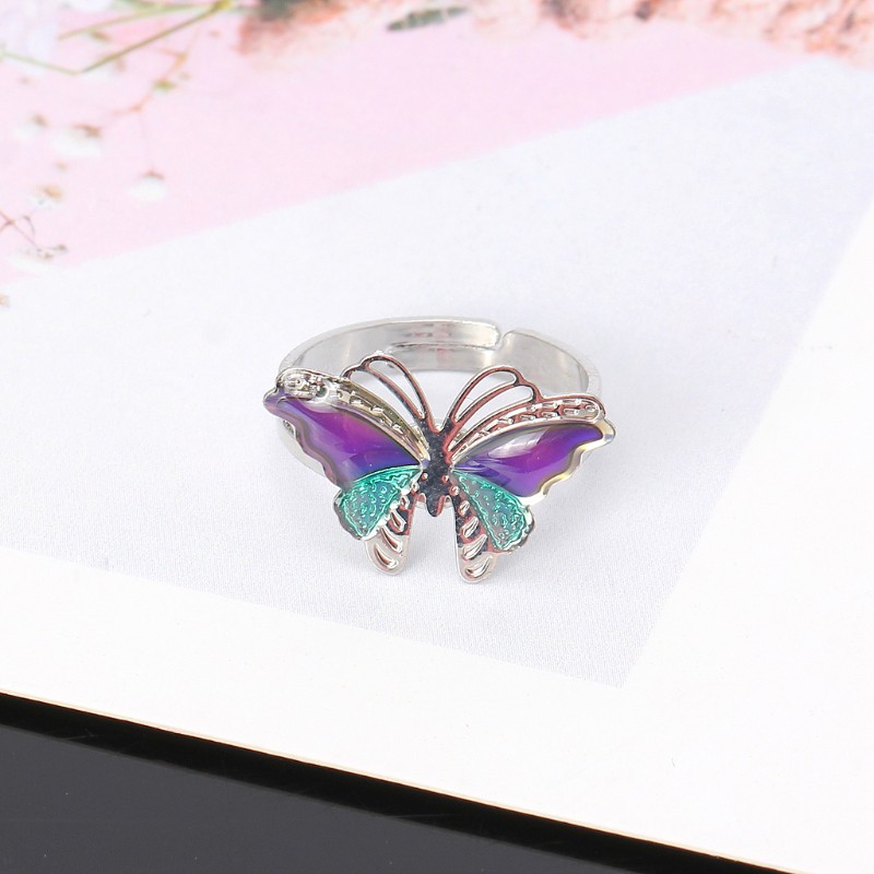 Colorful Butterfly Mood Ring Temperature Emotion Feeling Rings For ...