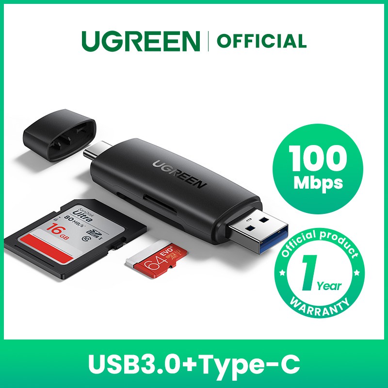 Ugreen USB Card Reader Type C USB 3.0 to SD Micro SD TF Adapter for