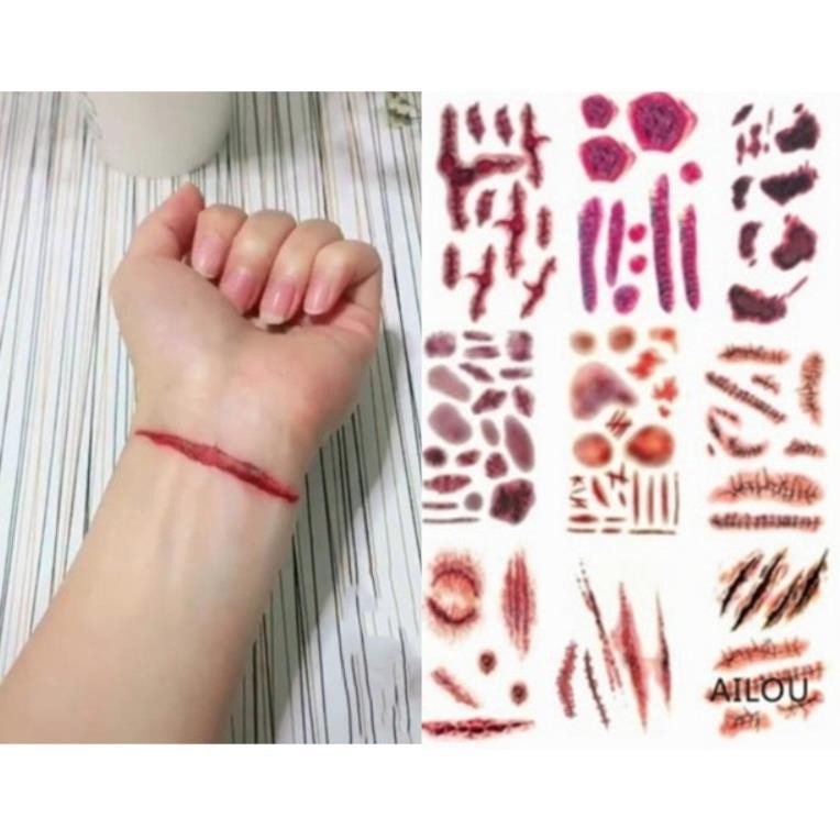 Halloween makeup fake scar tattoo stickers simulation horror lifelike