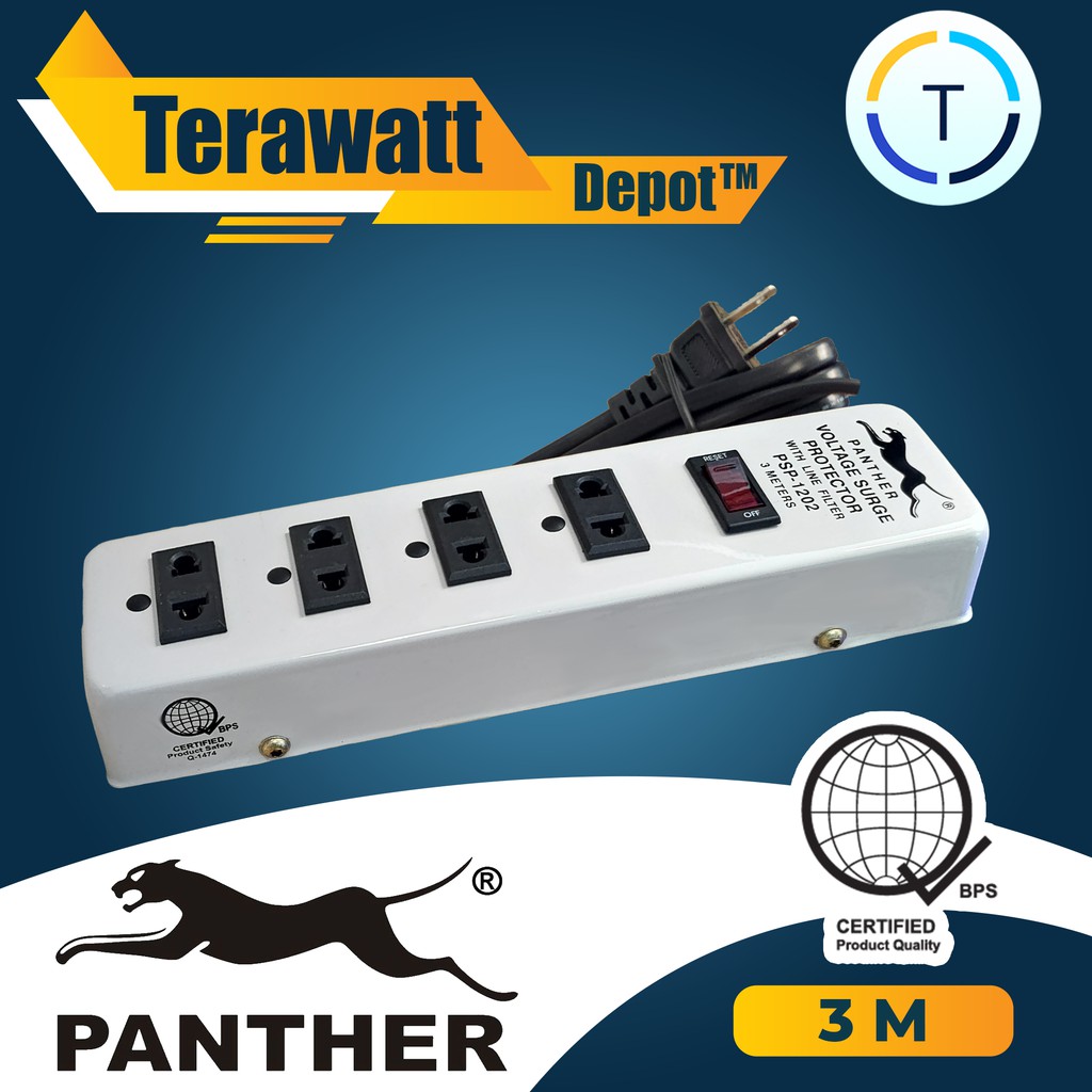 Panther Extension Cord Voltage Surge Protector PSP1202 Shopee
