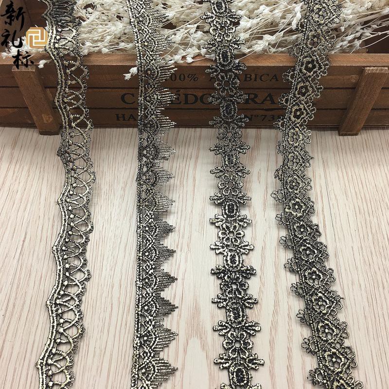 1 Yard Antique Gold Lace Trim Ribbon Applique Lace Fabric Shopee