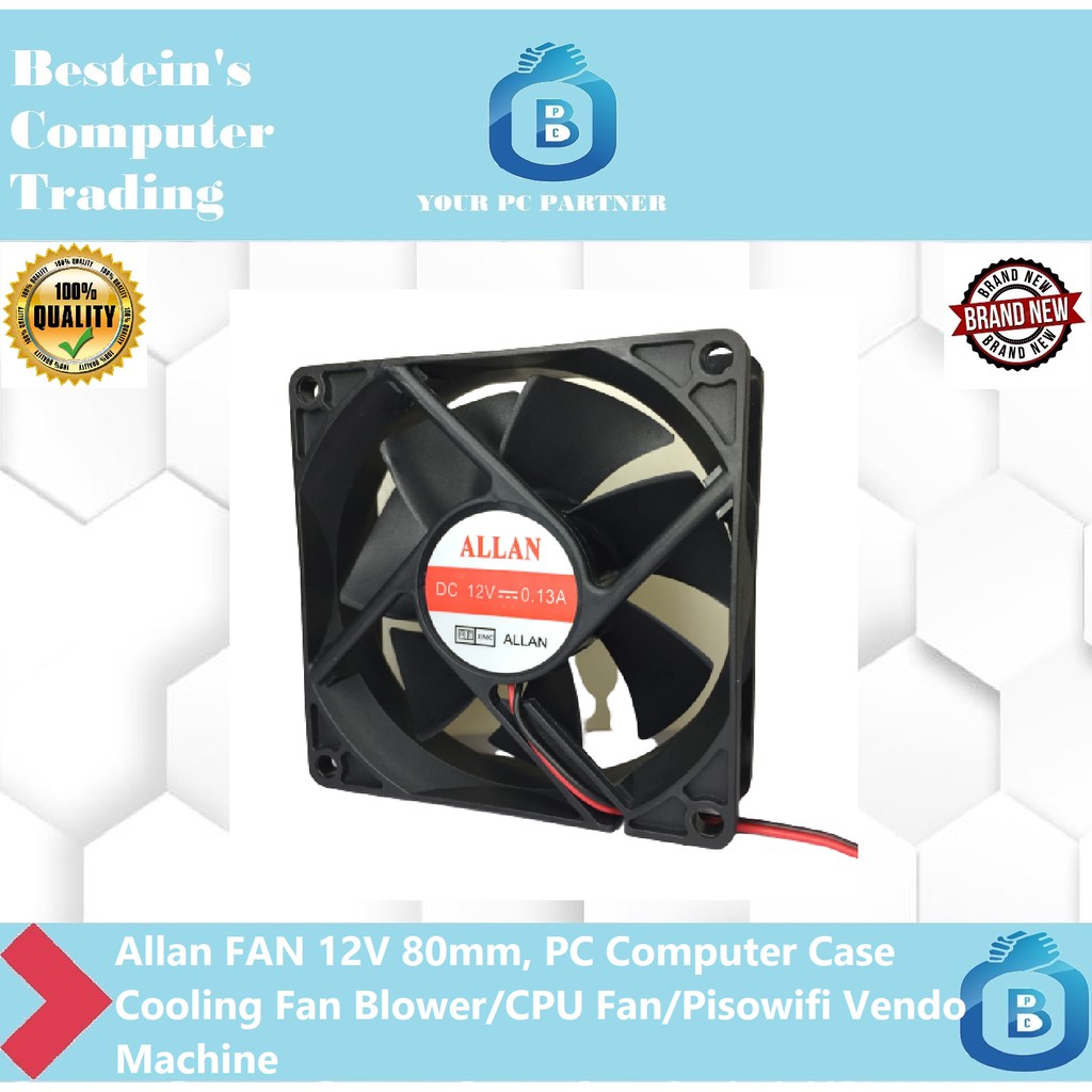 Allan FAN 12V 80mm, PC Computer Case Cooling Fan Blower/ CPU Fan