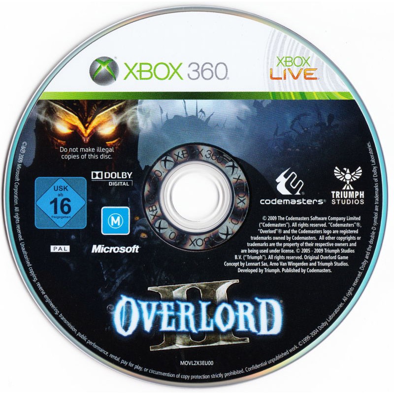 Original Xbox 360 Overlord Ii Pal Mint Condition Xboxlive