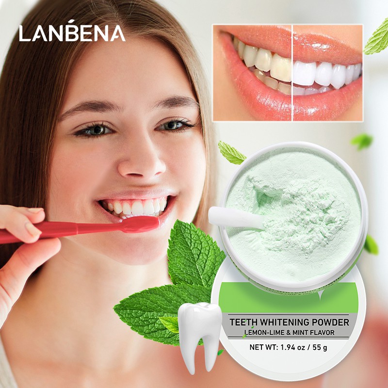 LANBENA Teeth Whitening Powder Tangy Lemon Lime Hygiene Dental Tooth