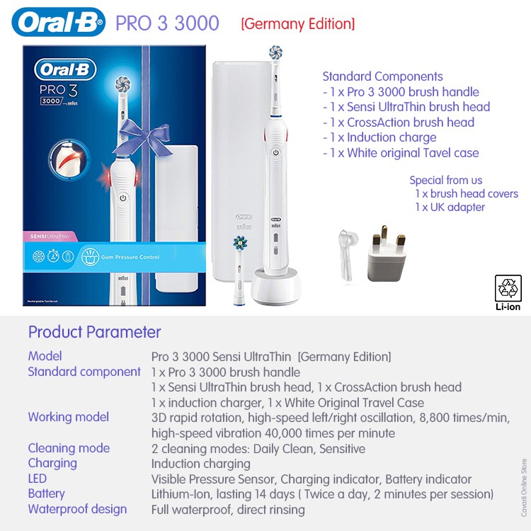 oral b pro 3 3000 sensi ultra thin