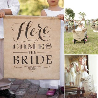 Details about   1pc Jute Fabric Shabby Wedding Decor Banner Bride Khaki Here Comes The BrideODWI