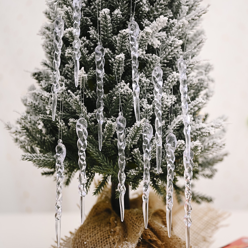12PCS Christmas Decorations for Home Simulation Ice Xmas Tree Hanging Ornament Fake Icicle Props - Image 5