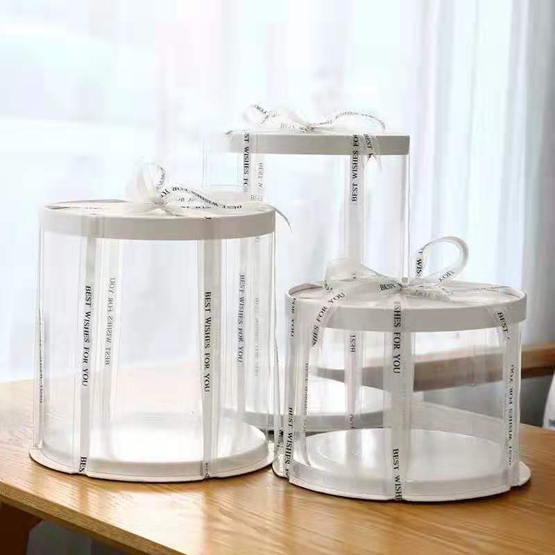 CLEAR PLASTIC CAKE BOX 6 INCHES (2LAYER) 23cmX23cmX19cm Shopee