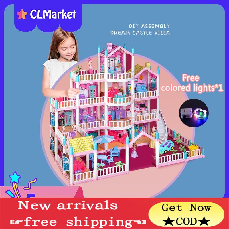 COD Castle toy DIY house Doll house Princess girl House Assembled small