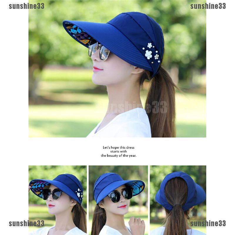 UV Protect Sun Hat Foldable Large Brim Visor Cap Beach Sun Hat Outdoor ...