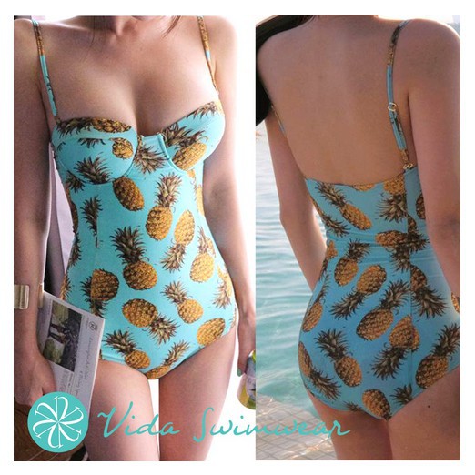 Pineapple One Piece Swimsuit Push Up Tropical Swimwear Shopee Philippines