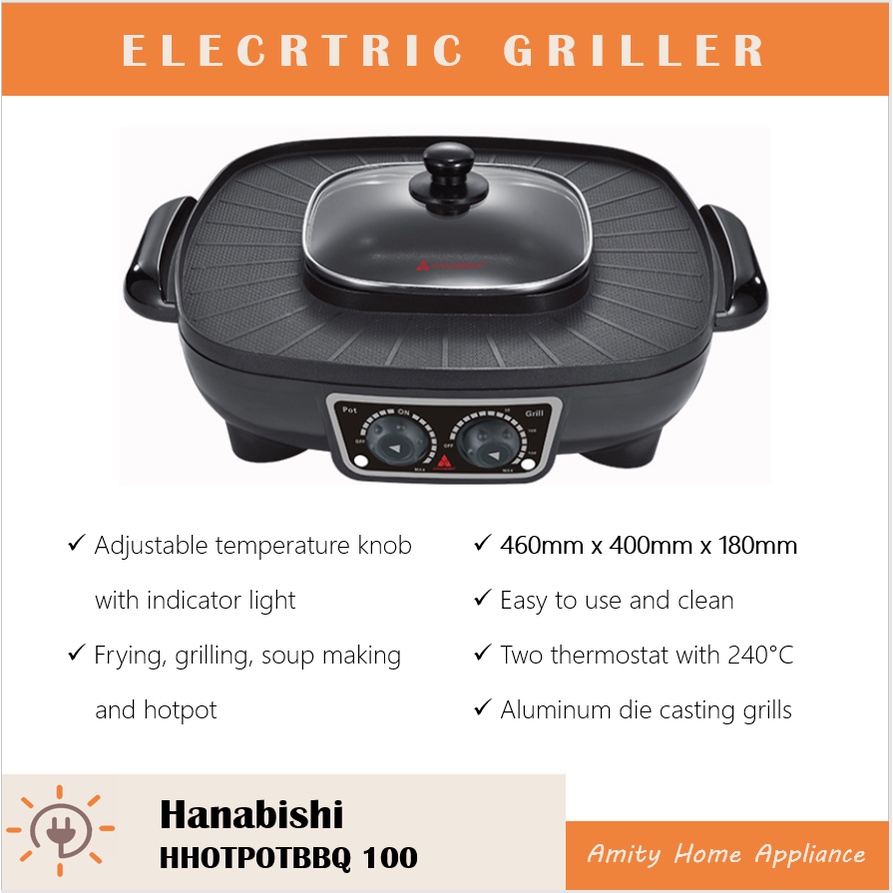 Hanabishi Electric Griller and Hotpot HHOTPOTBBQ 100 Shopee Philippines