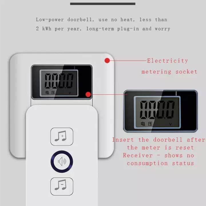 Doorbell Wireless Smart Home Door Bell Waterproof With 62 Ringtones Hole Free Installation For Home - Image 3