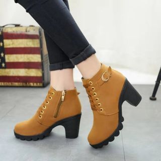 Bestseller Korean fashion Ankle Boots Women High Heels Suede Shoes (add ...