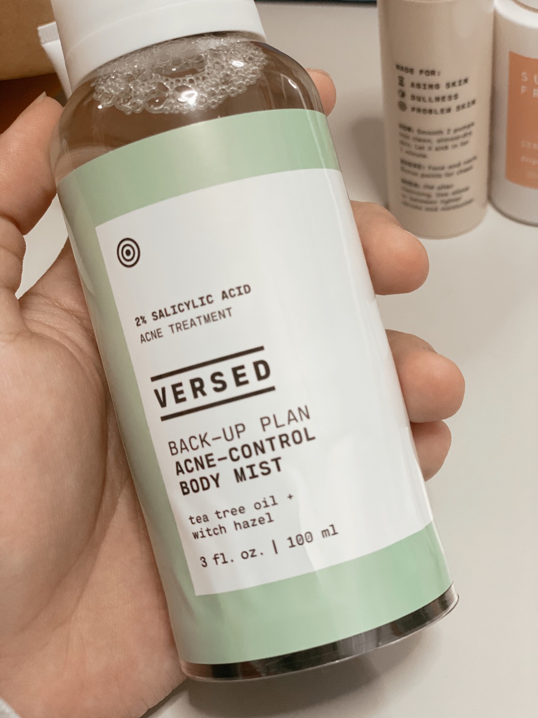 versed back up plan acne control