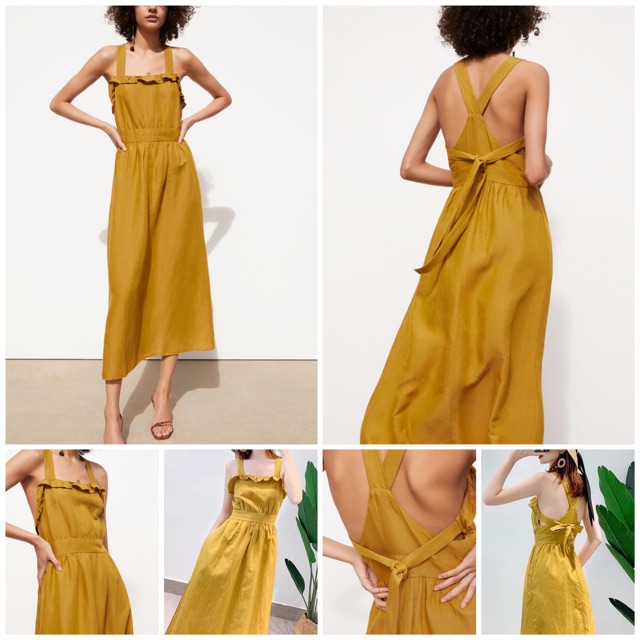 yellow linen dress zara