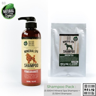 Shampoo Pack : (1) 500ml Reliq Mineral Spa Shampoo Pomegranate + (1) 50ml Reliq Mineral Spa Shampoo