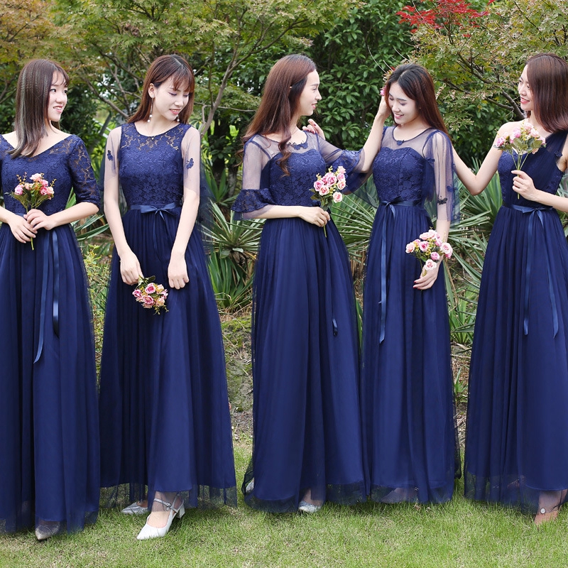 long navy dress for wedding