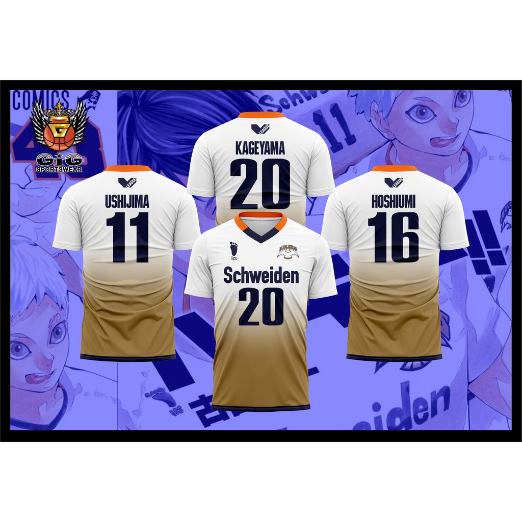 Haikyuu!!! Schweiden Adlers Volleyball Jersey Kageyama,Ushijima, Hoshiumi Jersey Full