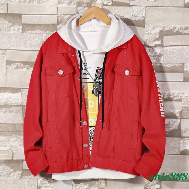 buy red denim jacket