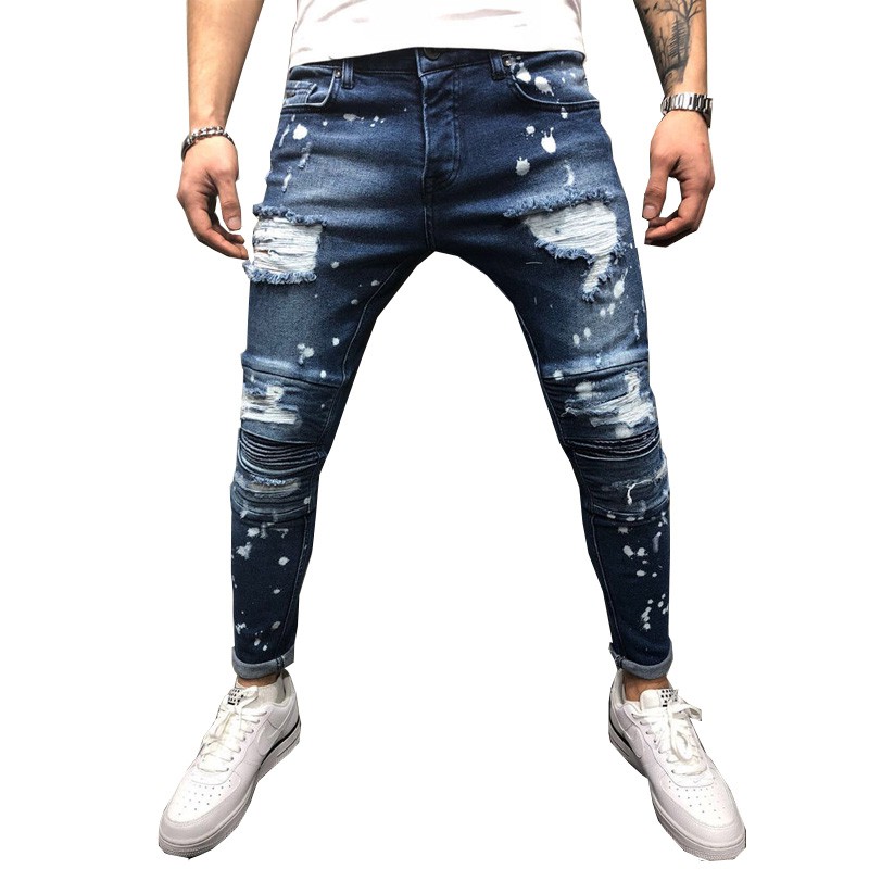 mens jeans ripped at ankle
