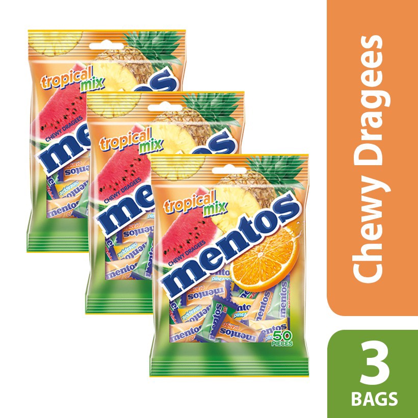 Mentos Tropical Mix 50s - 3 bags | Shopee Philippines