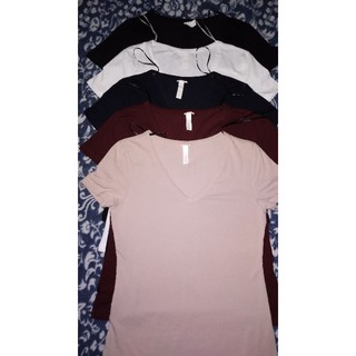 H&M Basic V-neck (Stretchable) Overrun Tees for women (fitted style)