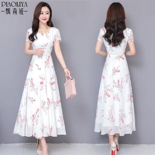 long floral white dress