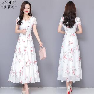 long floral white dress