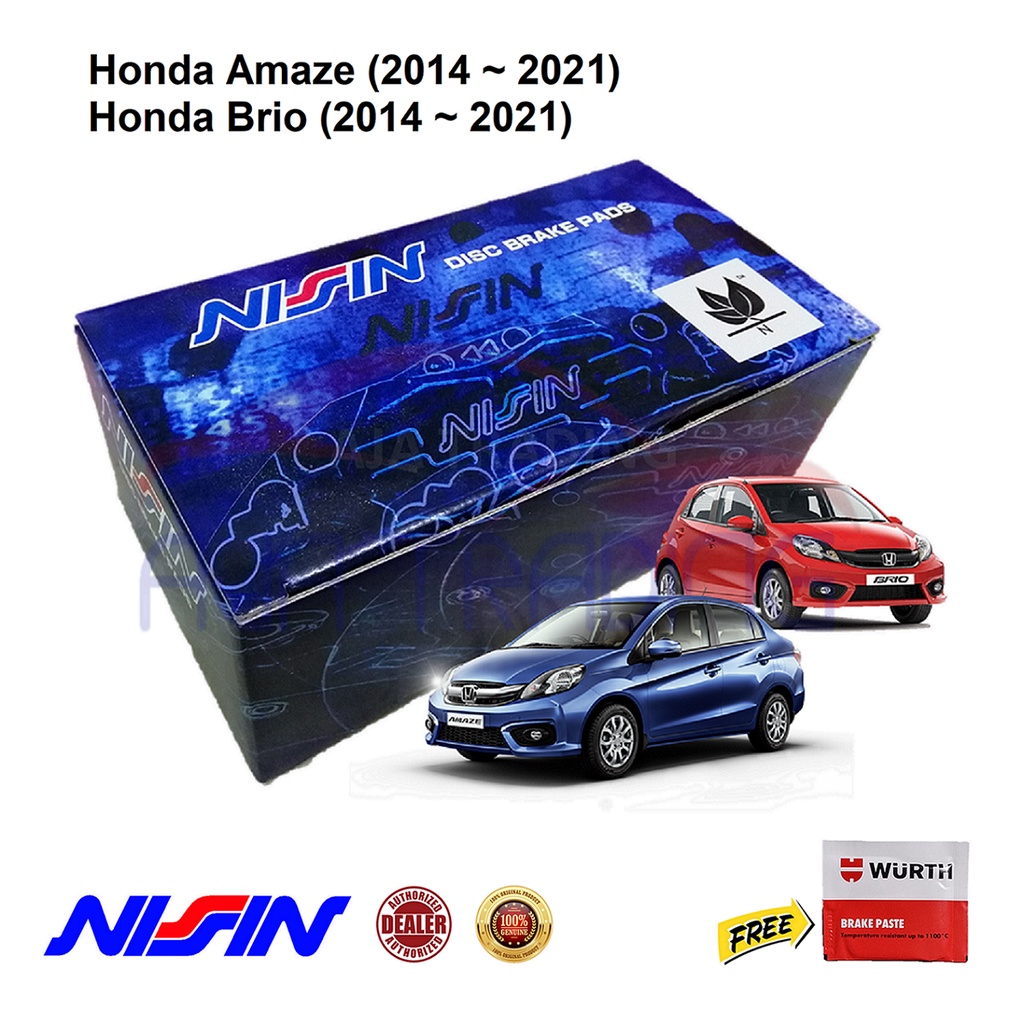 Genuine NISSIN Front Brake Pads for Honda Brio, Brio Amaze (2014 2021