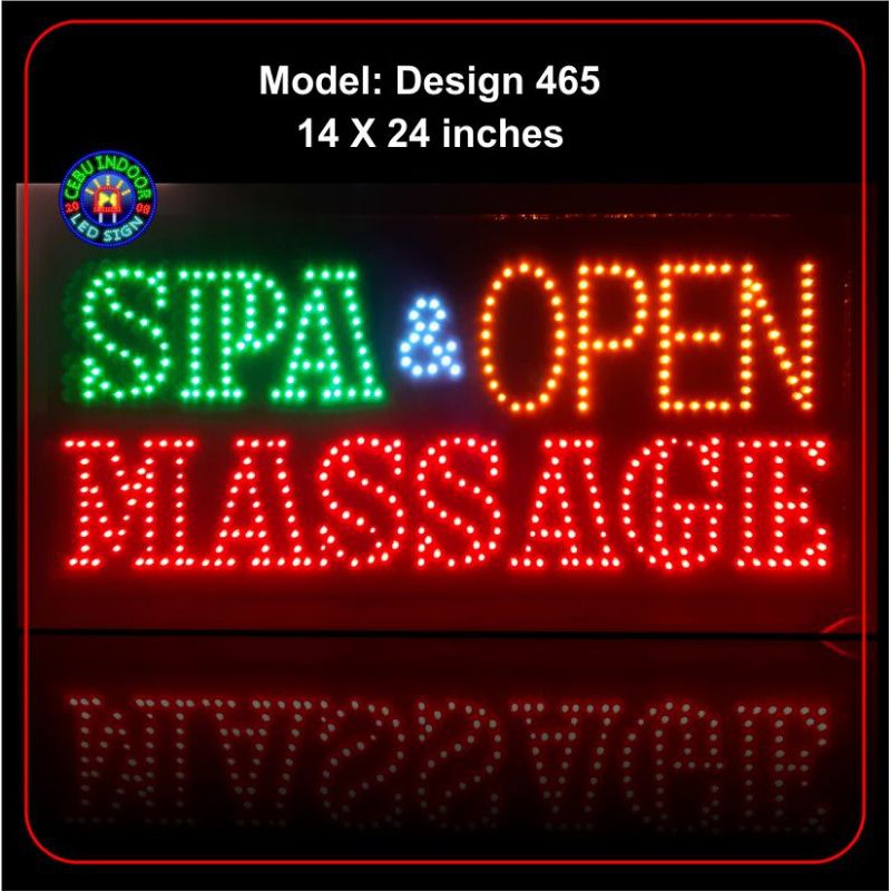 15H x 27W x 1D LED Open Massage Sign for Business Displays Spas Flashing Oval Electronic Light Up Sign for Massage Parlors 