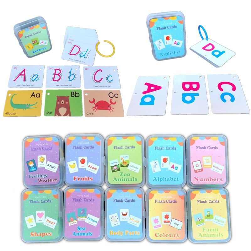 Baby Preschool English Learning Flash Cards  Montessori Educational Alphabet ABC Numbers Toys #1