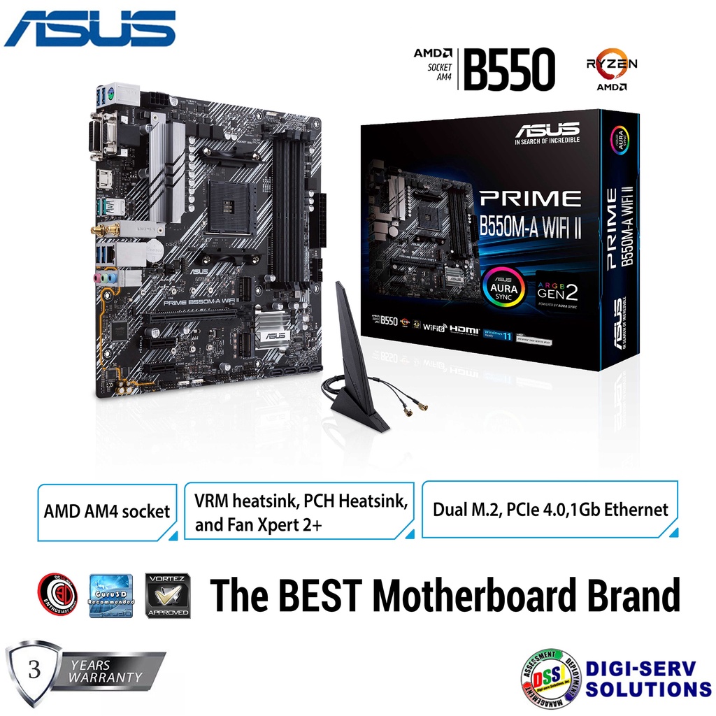 Asus Prime B550m A Wifi Ii Amd B550 Ryzen Am4 Micro Atx Motherboard W Dual M2 Pcie 40 Wi 2975