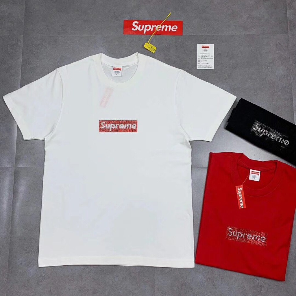 supreme white red box logo tee