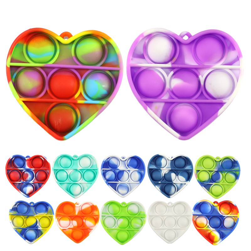 Mini Pop It Fidget Toy Keychain Mini Push Pop Bubble Fidget Sensory Toy Simple Dimple Fidget