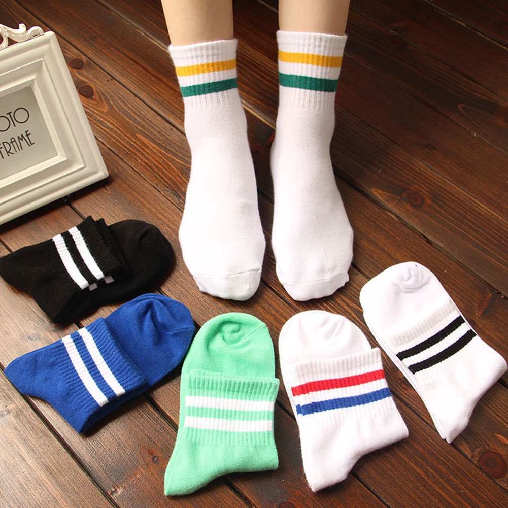 1Pair Men Women Crew Socks Old School Shoes Classical Stripes Retro Sports Socks 