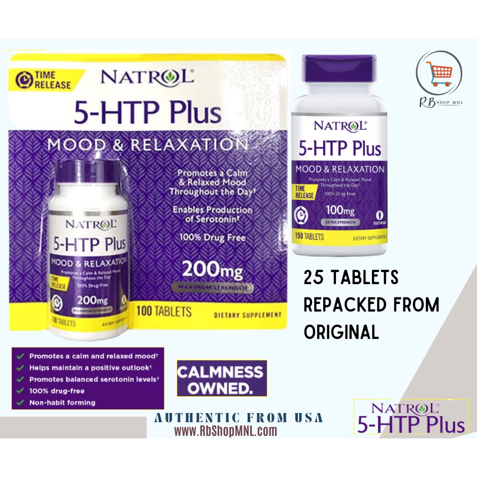Natrol 5HTP Plus Time Release, 200mg Tablets,100 Count and 25count Shopee Philippines