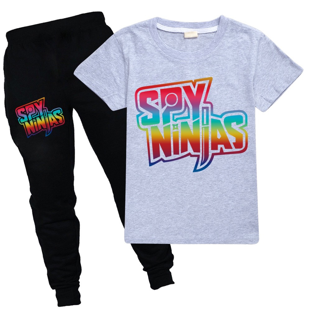 SPY NINJA shirts kids pants suit for boys and Girls two-pieces set pure