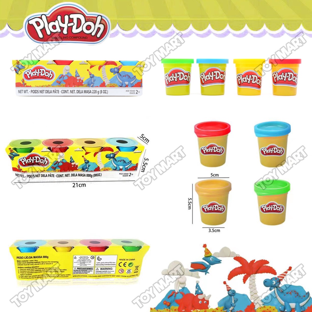 PlayDoh Clay 4pcs Amazing Clay Pack 8oz 228g Dinosaur Edition Assorted