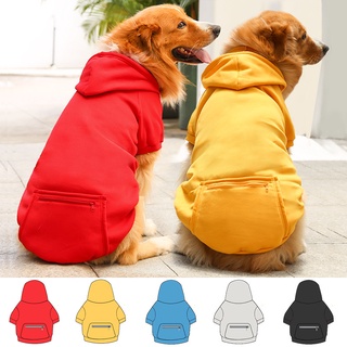 MUC [YF1125] Big dog winter sweater Pet zipper pocket hoodie Cat warm clothes Fleece thickened puppy two-legs clothing