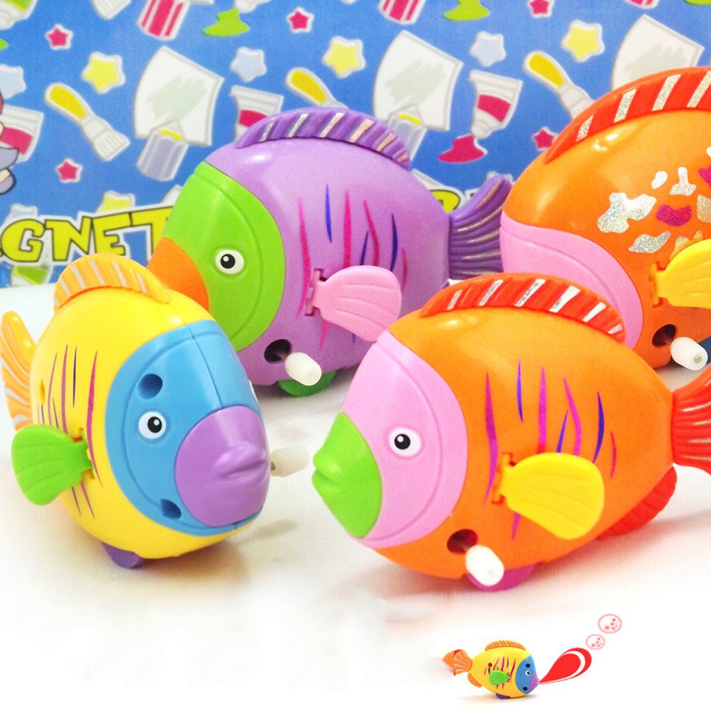 Newborn Plastic Clockwork Toy Cute Colorful Fish Moving Tails Fish Wind ...