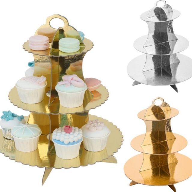 Wg Diy 3 Tier Paper Cupcake Stand Gold And Silver Sho Philippines