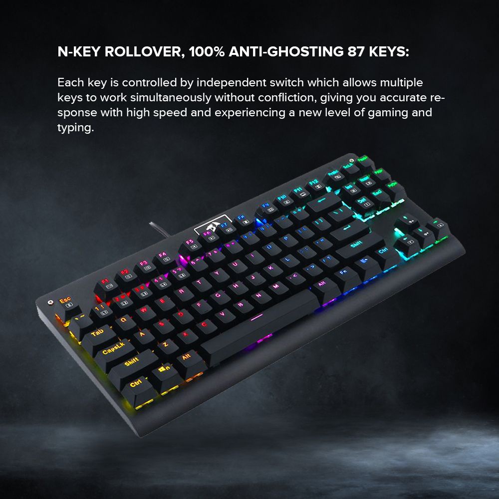 Redragon K568 RGB Dark Avenger Mechanical Gaming Keyboard 87 Keys, rgb ...