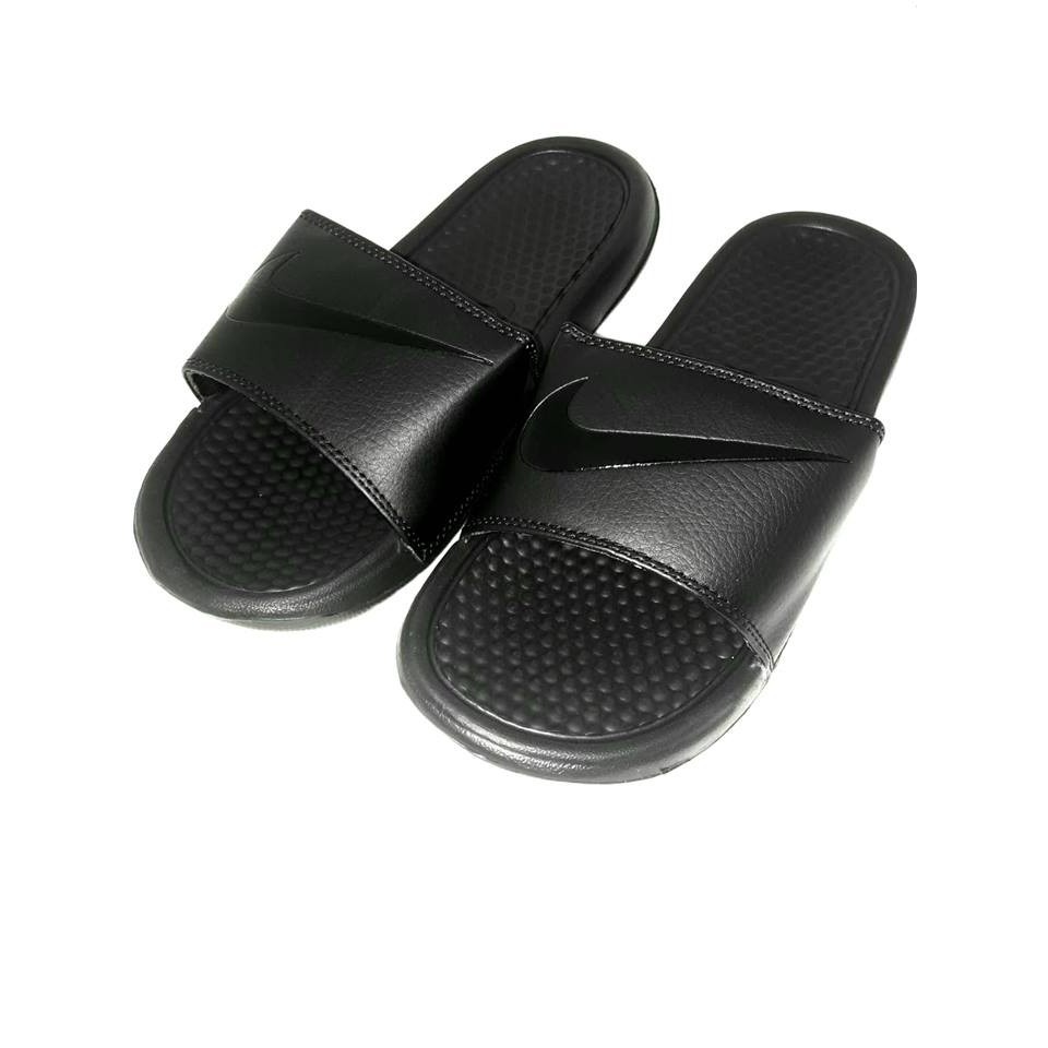 plain black nike slides