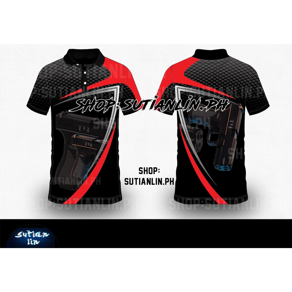 TACTICAL GLOCK GUN DESIGN POLO SHIRT Excellent Quality Full