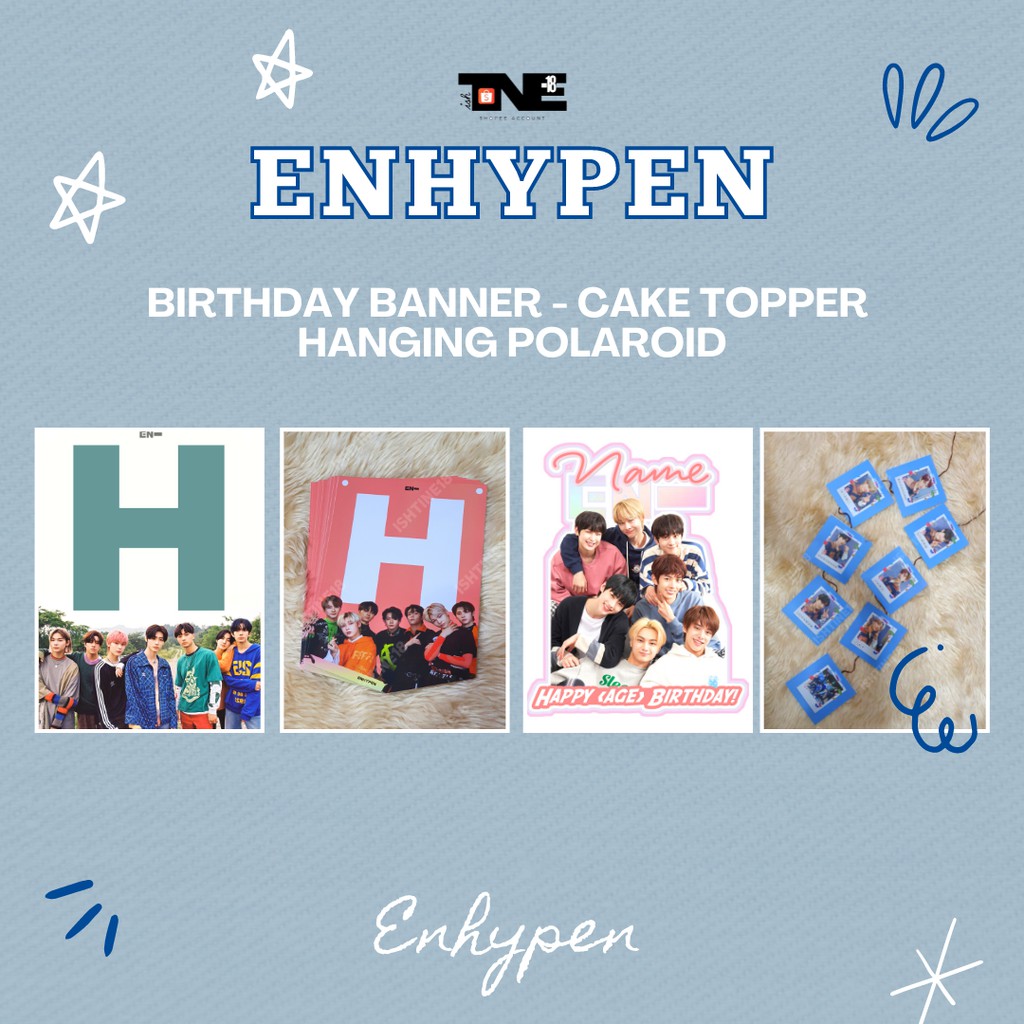 Enhypen Birthday Banner Cake Topper and Hanging Polaroid | Shopee