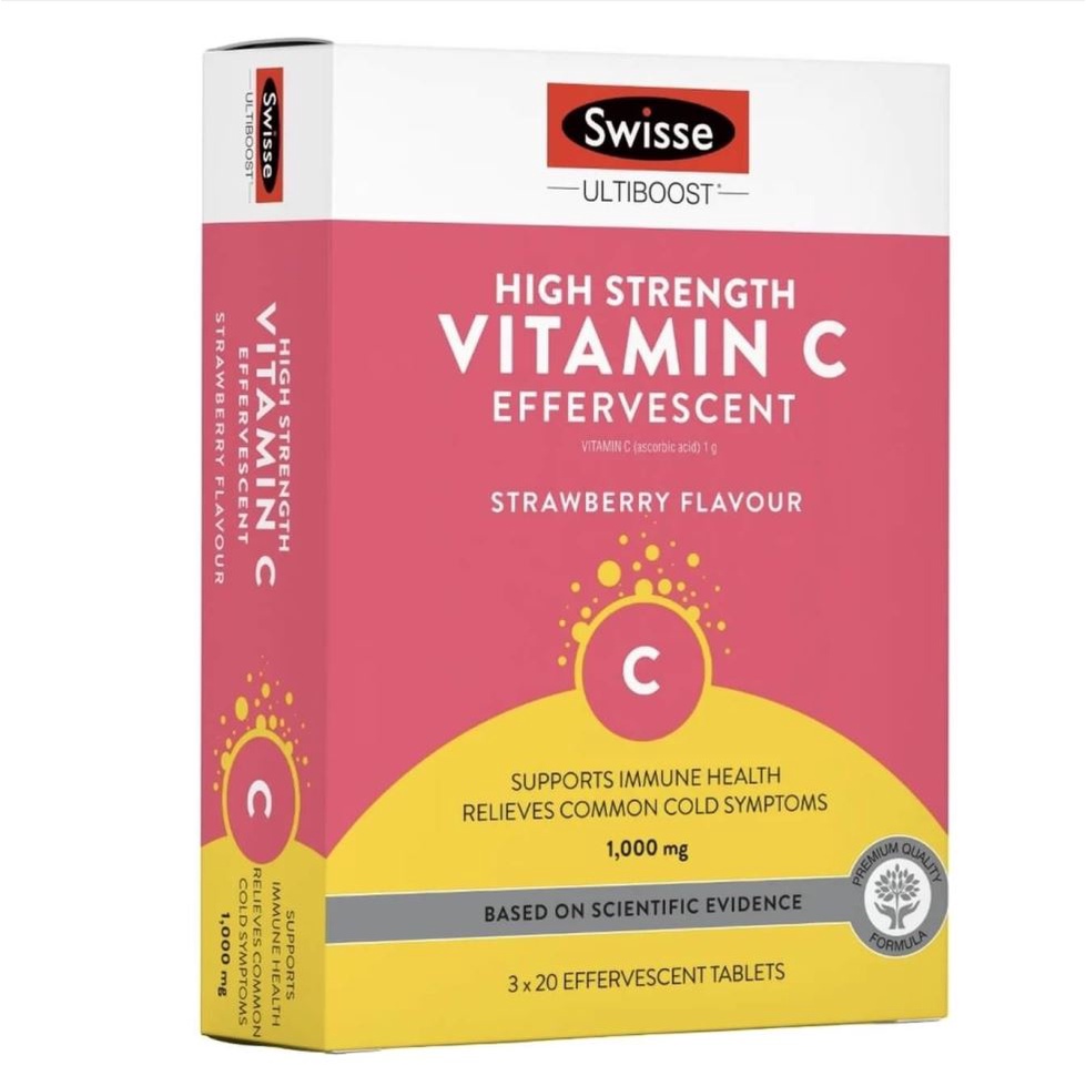 (Bundle 2 Packs) Swisse High Strength Vitamin C Bio C Immune Support 60 Effervescent Tabs
