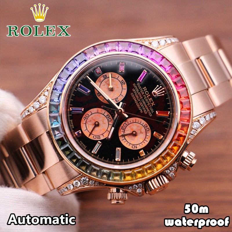 ROLEX Daytona Automatic Watch For Men Women Pawnable Original Water Proof Stainless Steel Rose Gold