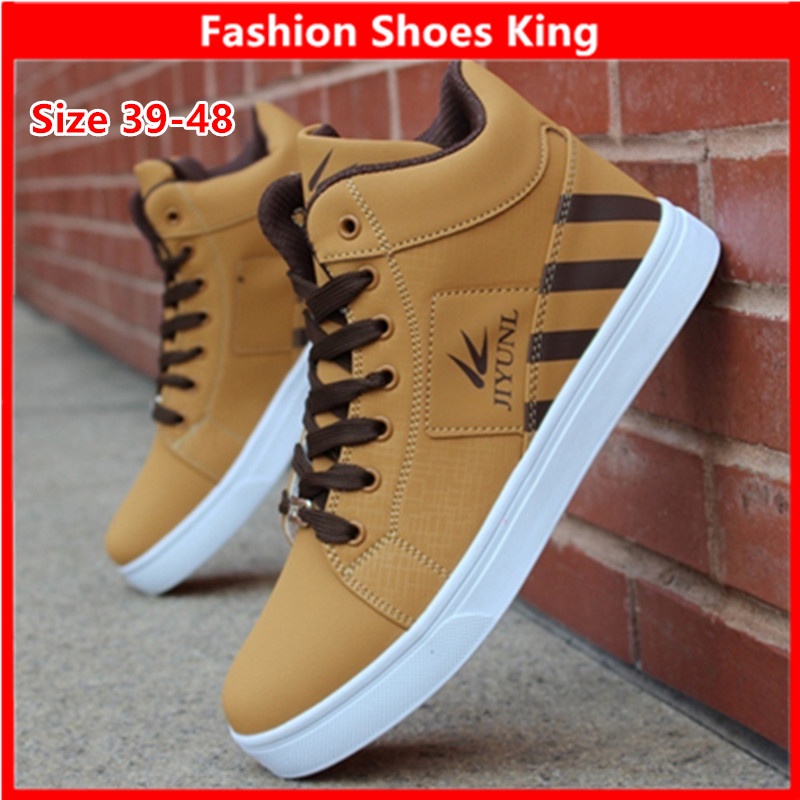 Fashion Men Lace Up High Top Skateboard Shoes Casual Flats Sneakers