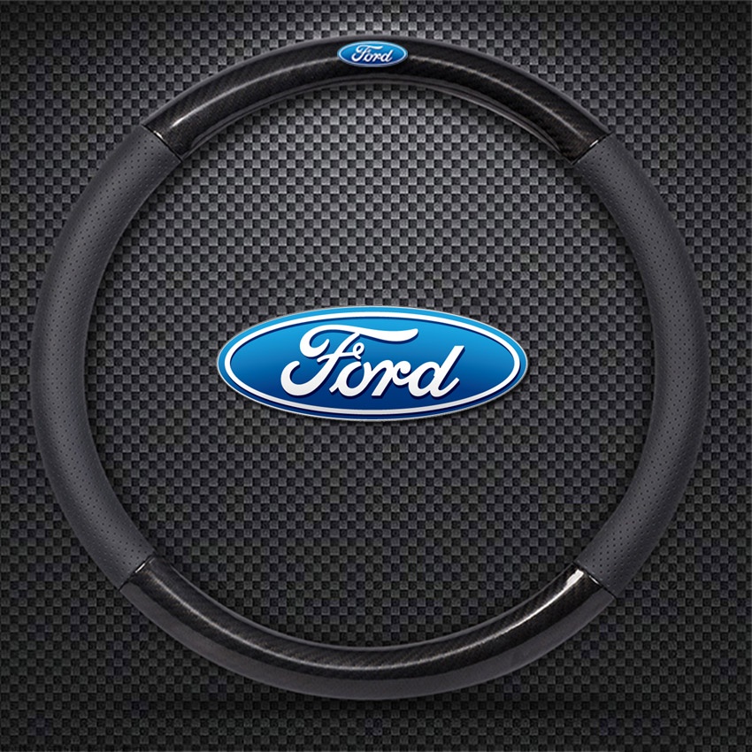 Ford Leather Carbon Car Steering Wheel Cover For TERRITORY Fiesta
